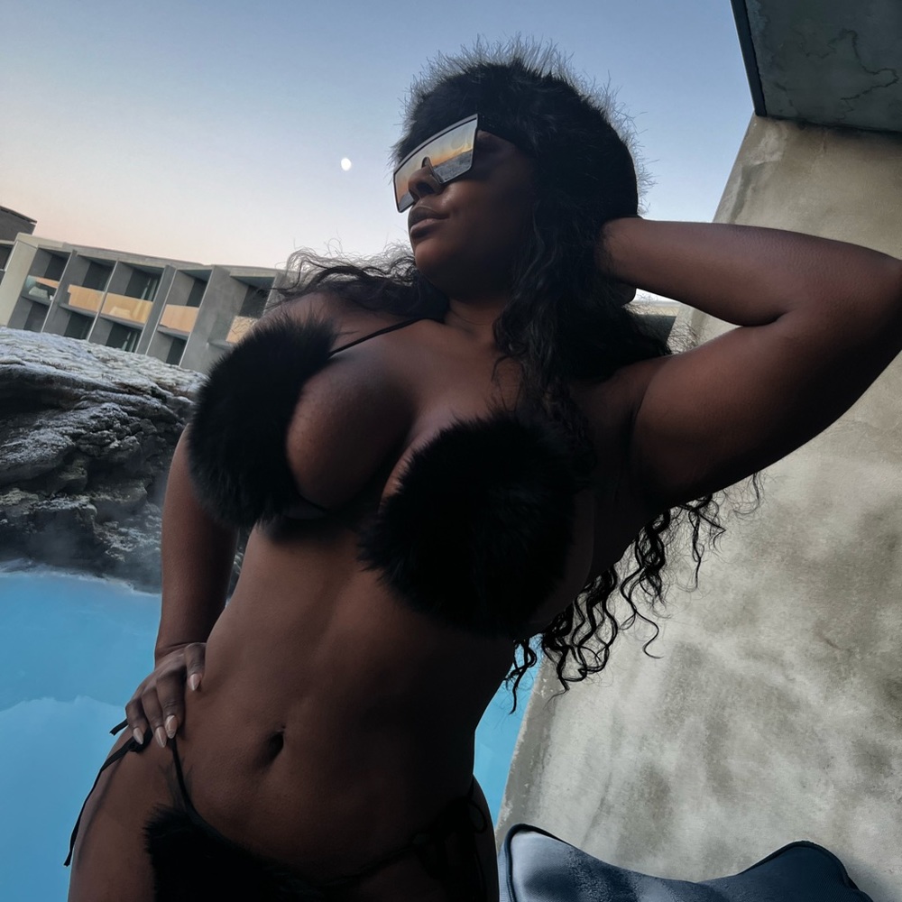 Large real fox fur bikini